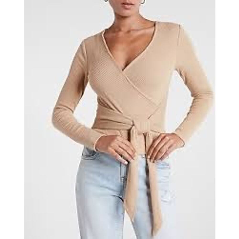NWT Express Faux Wrap Long Sleeve Shirt-S